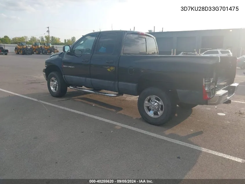 2003 Dodge Ram 2500 Slt/Laramie/St VIN: 3D7KU28D33G701475 Lot: 40255620