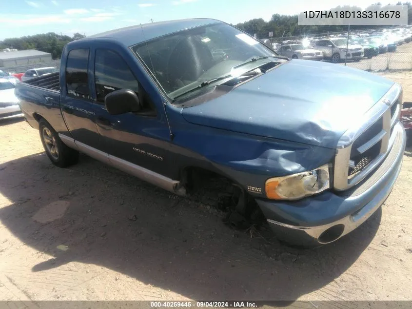 2003 Dodge Ram 1500 Slt/Laramie/St VIN: 1D7HA18D13S316678 Lot: 40259445