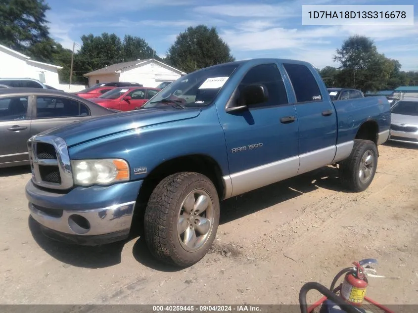 2003 Dodge Ram 1500 Slt/Laramie/St VIN: 1D7HA18D13S316678 Lot: 40259445