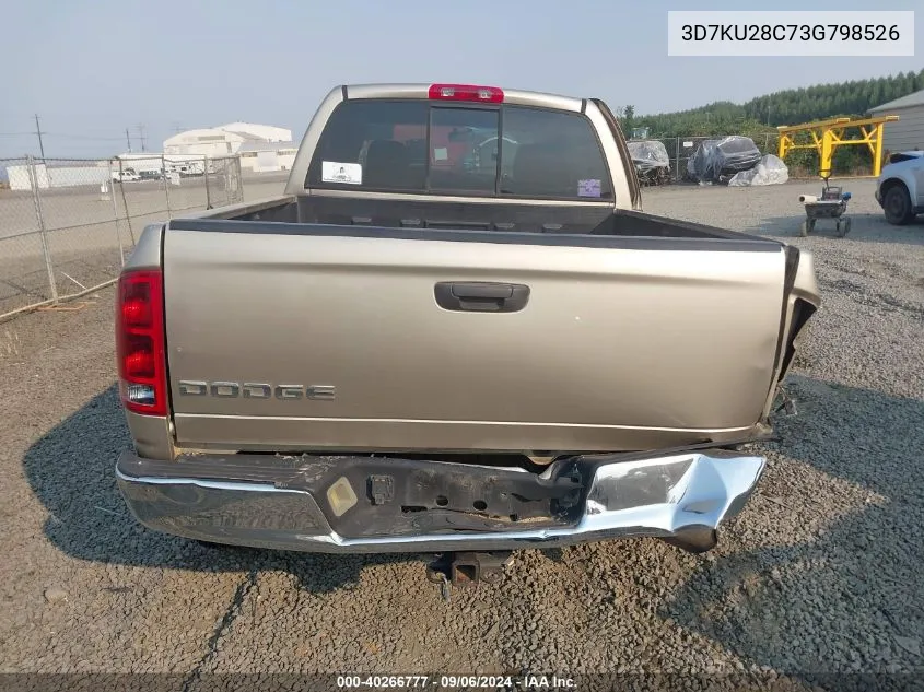 2003 Dodge Ram 2500 Slt/Laramie/St VIN: 3D7KU28C73G798526 Lot: 40266777