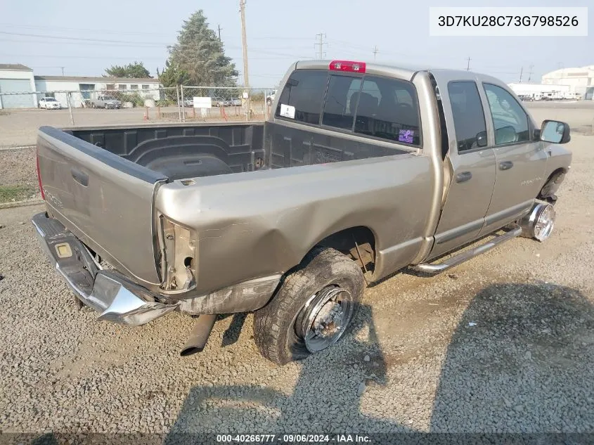 2003 Dodge Ram 2500 Slt/Laramie/St VIN: 3D7KU28C73G798526 Lot: 40266777