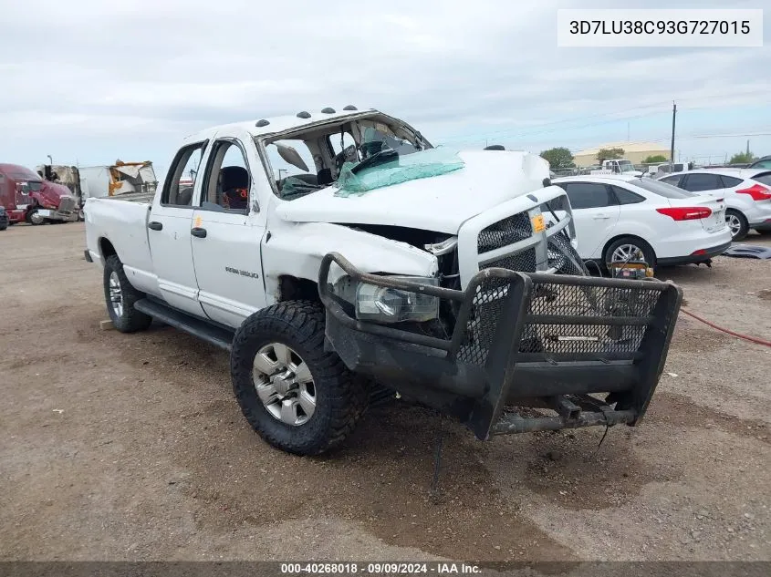 2003 Dodge Ram 3500 Slt/Laramie/St VIN: 3D7LU38C93G727015 Lot: 40268018