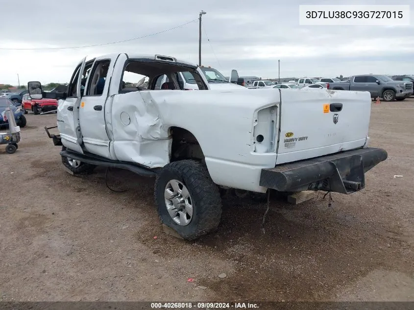 2003 Dodge Ram 3500 Slt/Laramie/St VIN: 3D7LU38C93G727015 Lot: 40268018