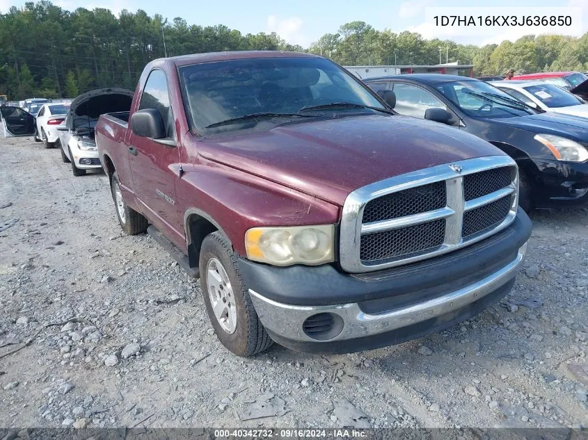 2003 Dodge Ram 1500 St VIN: 1D7HA16KX3J636850 Lot: 40342732