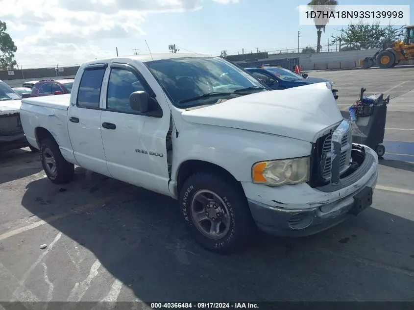 2003 Dodge Ram 1500 Slt/Laramie/St VIN: 1D7HA18N93S139998 Lot: 40366484