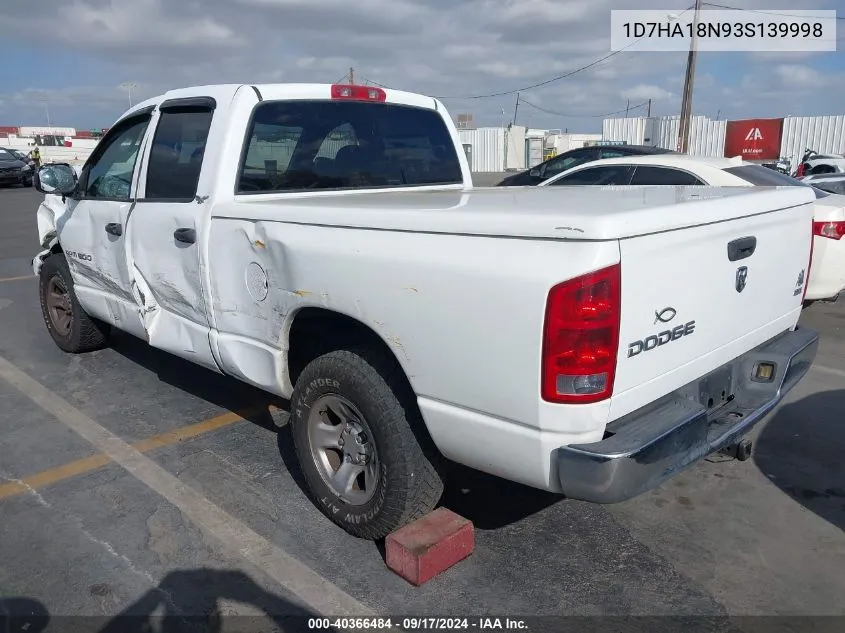 2003 Dodge Ram 1500 Slt/Laramie/St VIN: 1D7HA18N93S139998 Lot: 40366484