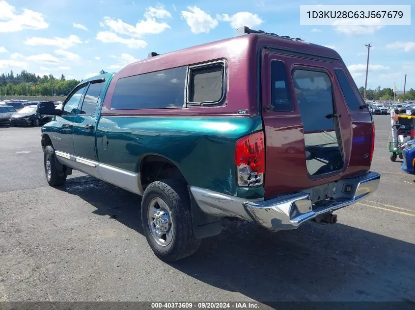 2003 Dodge Ram 2500 Slt/Laramie/St VIN: 1D3KU28C63J567679 Lot: 40373609