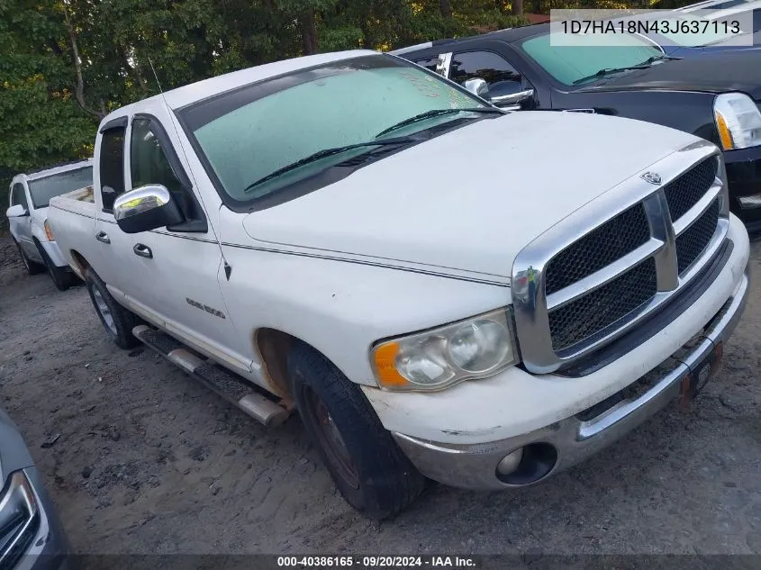 2003 Dodge Ram 1500 Slt/Laramie/St VIN: 1D7HA18N43J637113 Lot: 40386165