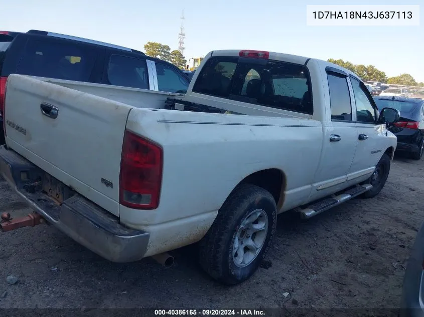 2003 Dodge Ram 1500 Slt/Laramie/St VIN: 1D7HA18N43J637113 Lot: 40386165