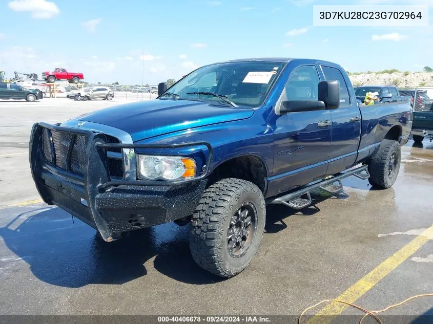 2003 Dodge Ram 2500 Slt/Laramie/St VIN: 3D7KU28C23G702964 Lot: 40406678