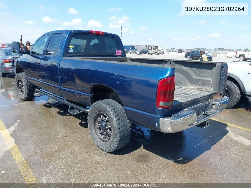 2003 Dodge Ram 2500 Slt/Laramie/St VIN: 3D7KU28C23G702964 Lot: 40406678