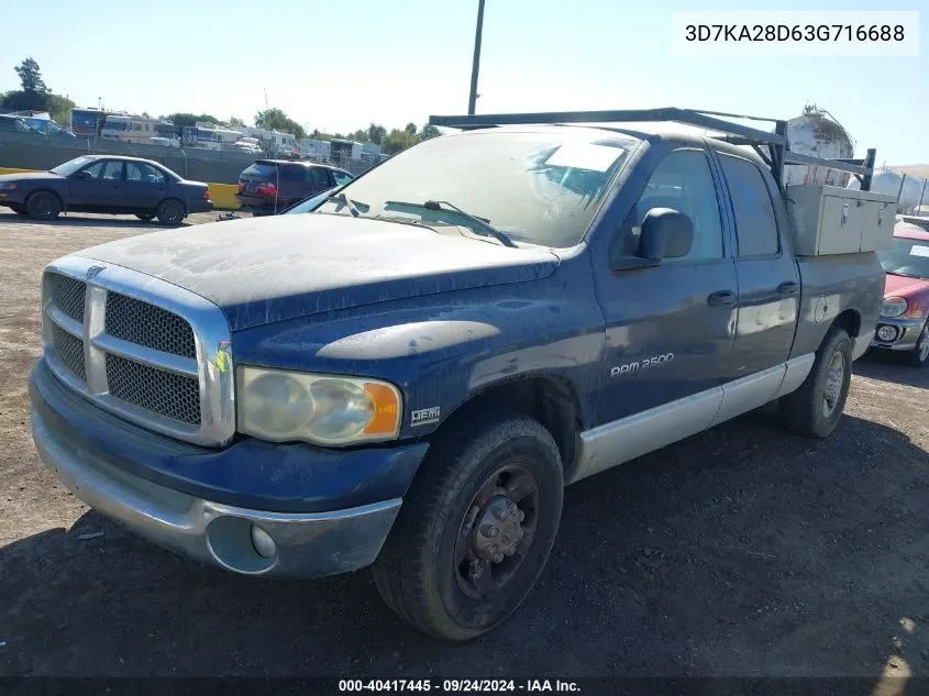 2003 Dodge Ram 2500 Slt/Laramie/St VIN: 3D7KA28D63G716688 Lot: 40417445