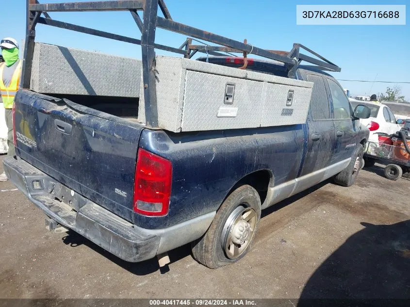 2003 Dodge Ram 2500 Slt/Laramie/St VIN: 3D7KA28D63G716688 Lot: 40417445