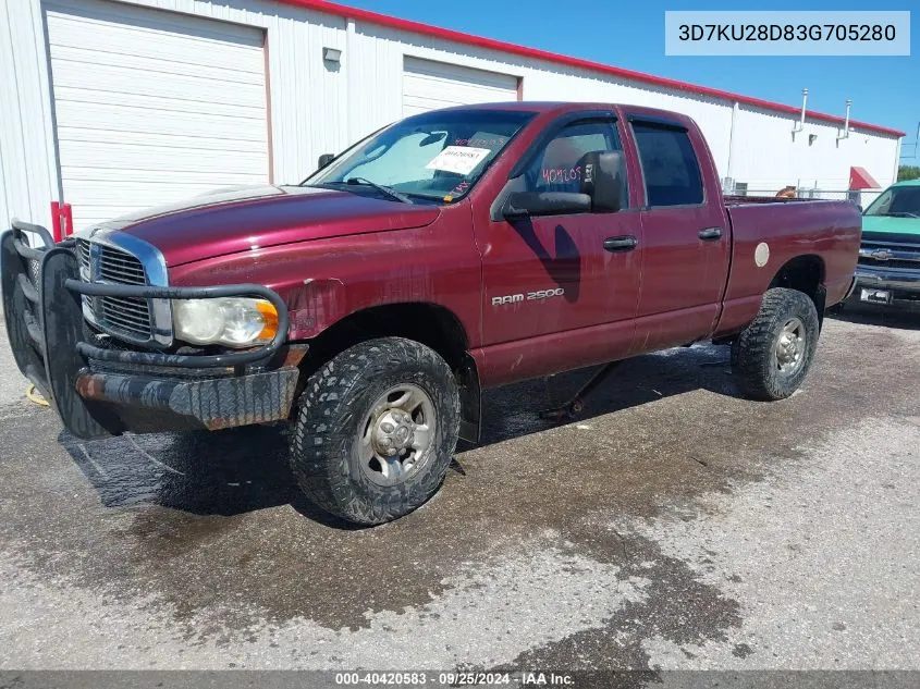 2003 Dodge Ram 2500 Slt/Laramie/St VIN: 3D7KU28D83G705280 Lot: 40420583