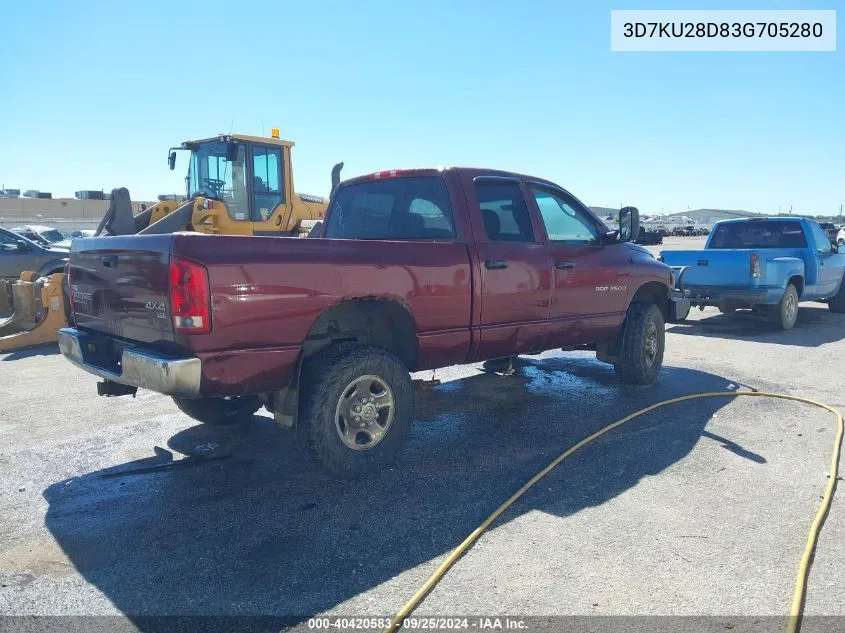 2003 Dodge Ram 2500 Slt/Laramie/St VIN: 3D7KU28D83G705280 Lot: 40420583