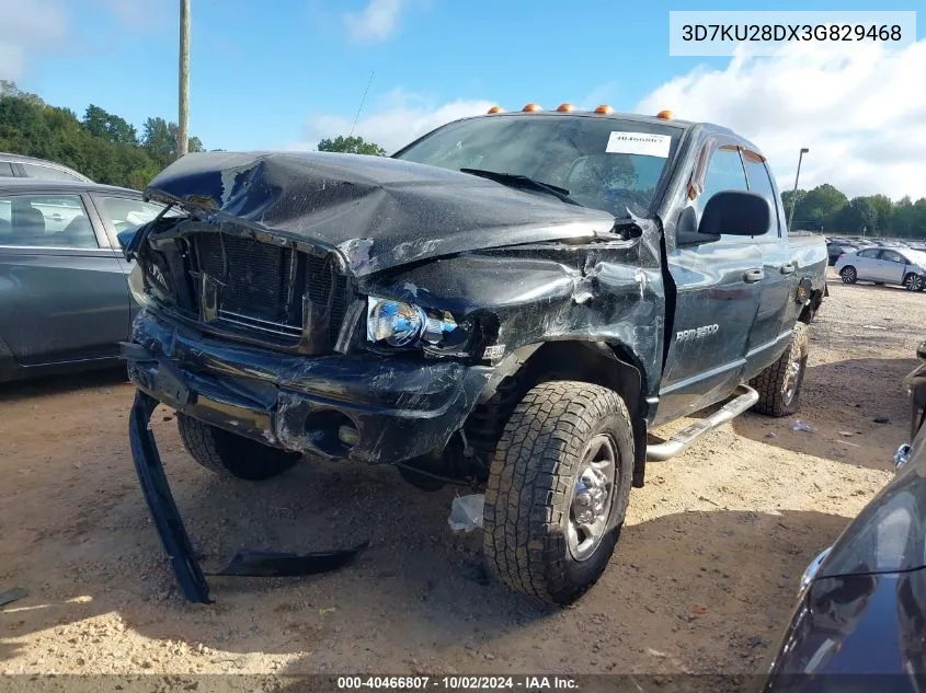 2003 Dodge Ram 2500 Slt/Laramie/St VIN: 3D7KU28DX3G829468 Lot: 40466807