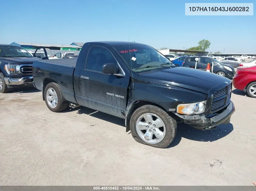 2003 Dodge Ram 1500 Slt/Laramie/St VIN: 1D7HA16D43J600282 Lot: 40510452