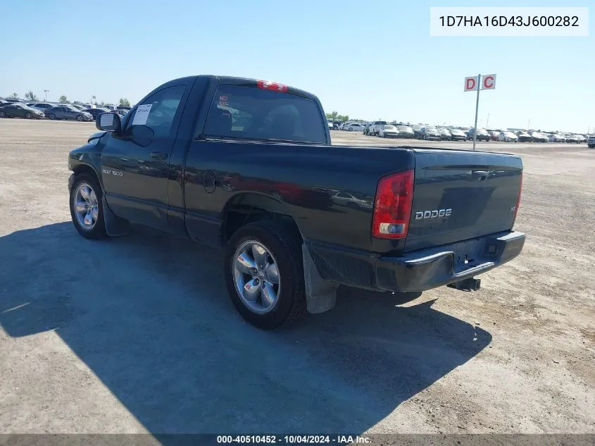 2003 Dodge Ram 1500 Slt/Laramie/St VIN: 1D7HA16D43J600282 Lot: 40510452