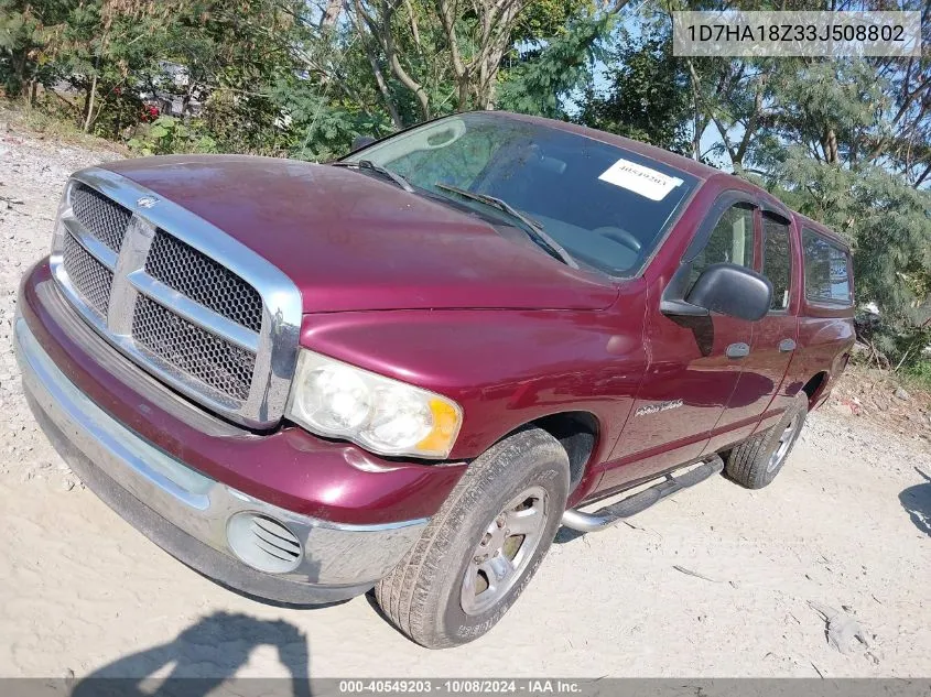 2003 Dodge Ram 1500 Slt/Laramie/St VIN: 1D7HA18Z33J508802 Lot: 40549203