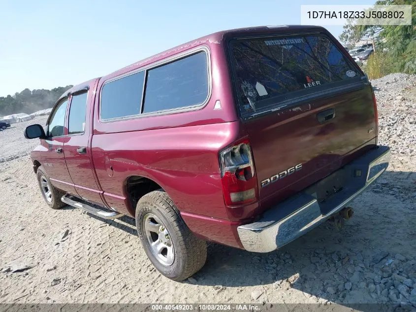 2003 Dodge Ram 1500 Slt/Laramie/St VIN: 1D7HA18Z33J508802 Lot: 40549203