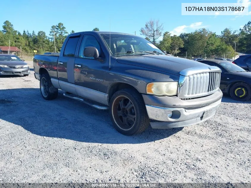 2003 Dodge Ram 1500 Slt/Laramie/St VIN: 1D7HA18N03S178687 Lot: 40551118