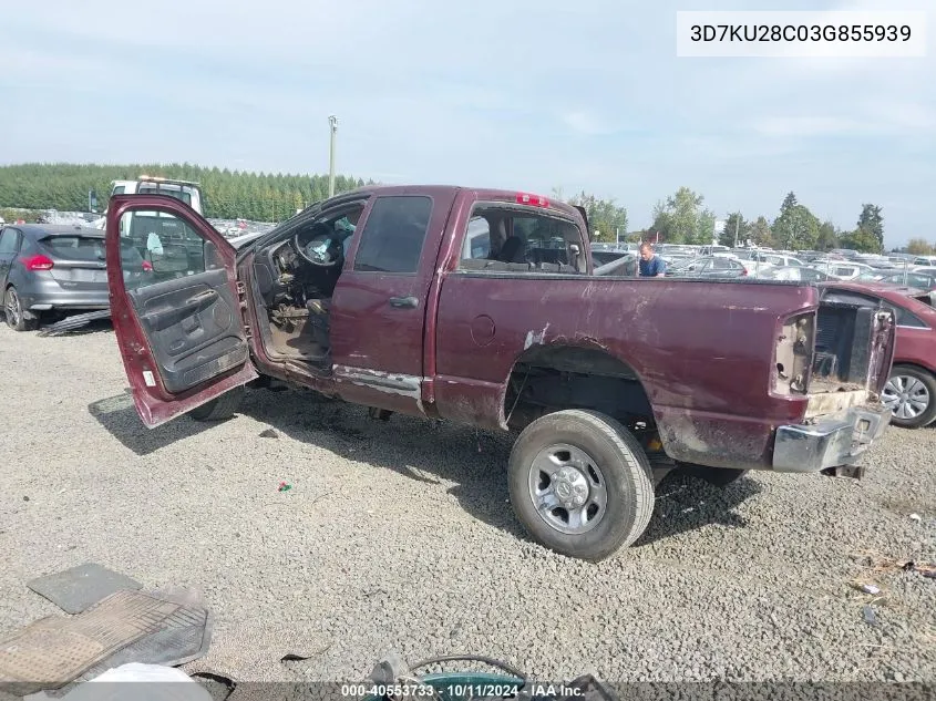 2003 Dodge Ram 2500 St/Slt VIN: 3D7KU28C03G855939 Lot: 40553733