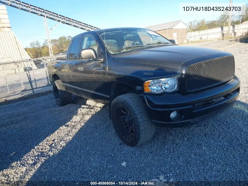 2003 Dodge Ram 1500 Slt/Laramie/St VIN: 1D7HU18D43S243703 Lot: 40569054