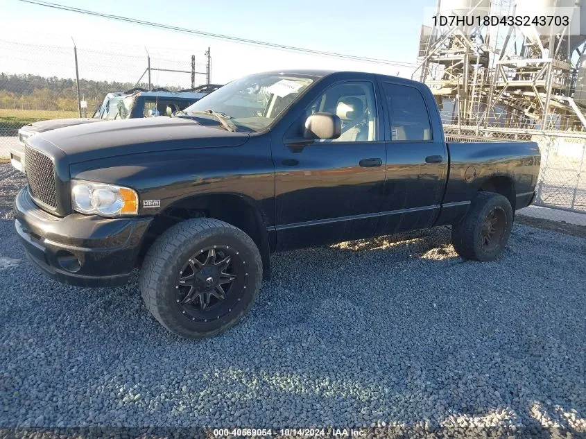 2003 Dodge Ram 1500 Slt/Laramie/St VIN: 1D7HU18D43S243703 Lot: 40569054