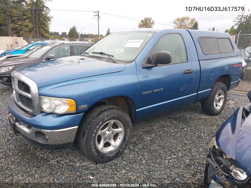 2003 Dodge Ram 1500 Slt/Laramie/St VIN: 1D7HU16D33J617579 Lot: 40606999