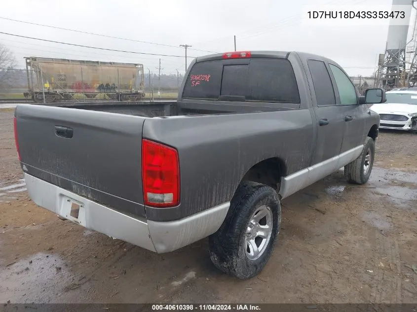 2003 Dodge Ram 1500 Slt/Laramie/St VIN: 1D7HU18D43S353473 Lot: 40610398