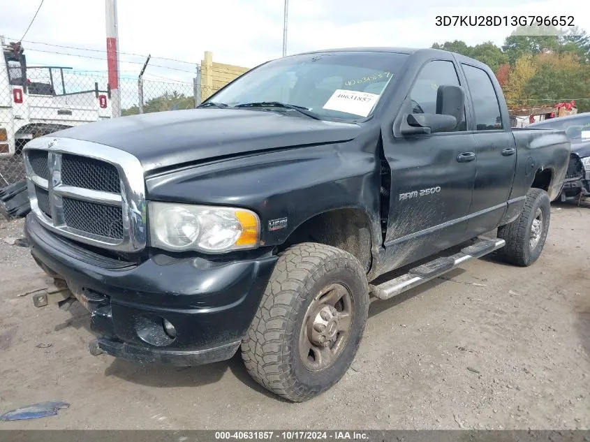 2003 Dodge Ram 2500 Slt/Laramie/St VIN: 3D7KU28D13G796652 Lot: 40631857