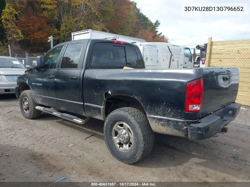 2003 Dodge Ram 2500 Slt/Laramie/St VIN: 3D7KU28D13G796652 Lot: 40631857