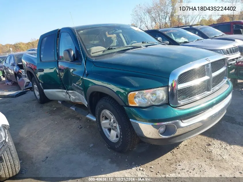 2003 Dodge Ram 1500 Slt/Laramie/St VIN: 1D7HA18D43S224402 Lot: 40638712