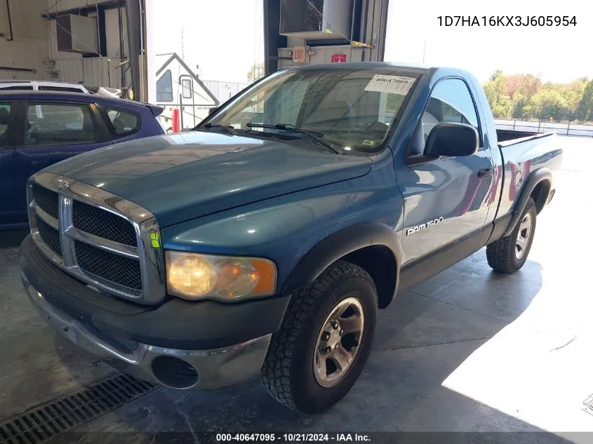 2003 Dodge Ram 1500 St VIN: 1D7HA16KX3J605954 Lot: 40647095