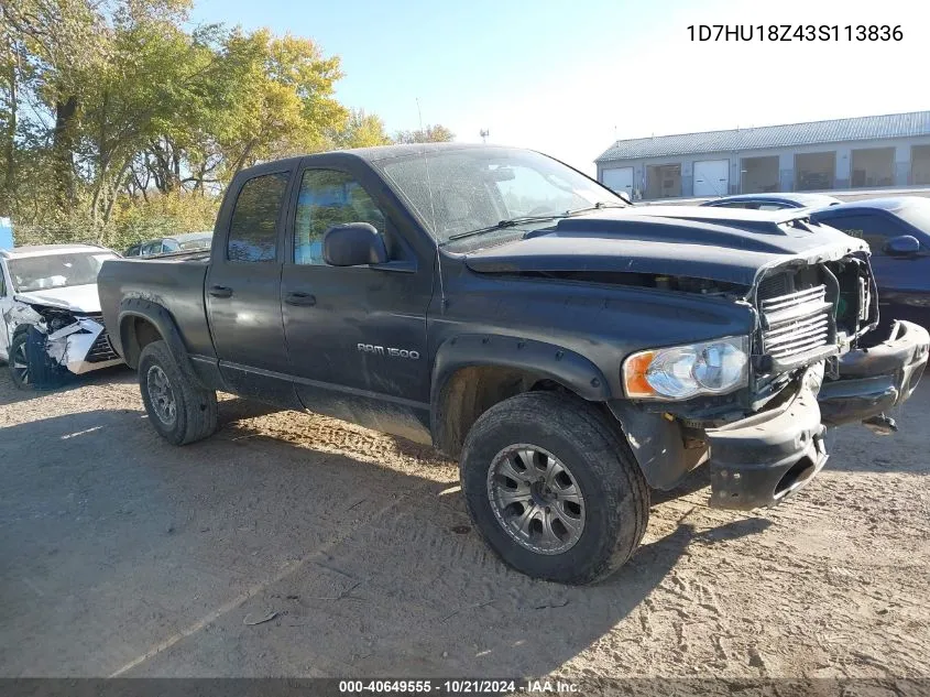 2003 Dodge Ram 1500 Slt/Laramie/St VIN: 1D7HU18Z43S113836 Lot: 40649555