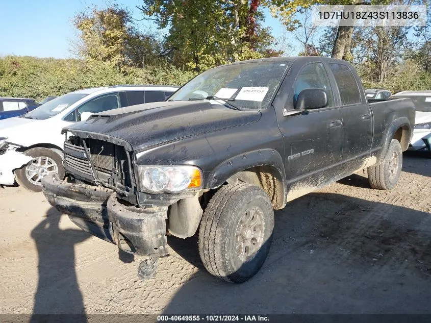 2003 Dodge Ram 1500 Slt/Laramie/St VIN: 1D7HU18Z43S113836 Lot: 40649555