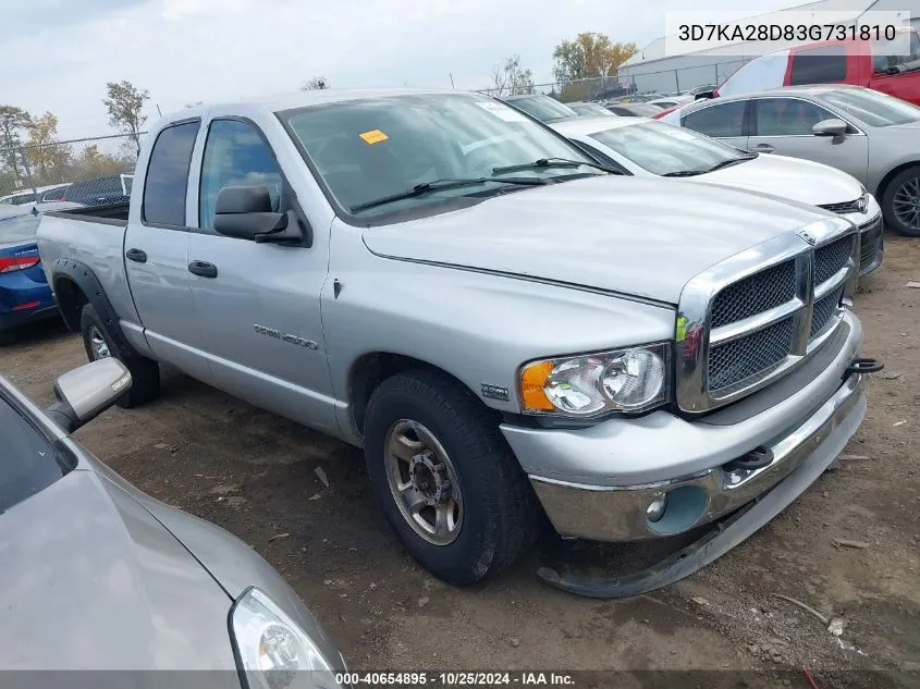 2003 Dodge Ram 2500 Slt/Laramie/St VIN: 3D7KA28D83G731810 Lot: 40654895