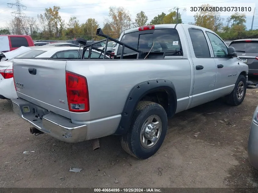 2003 Dodge Ram 2500 Slt/Laramie/St VIN: 3D7KA28D83G731810 Lot: 40654895