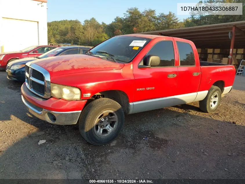 2003 Dodge Ram 1500 Slt/Laramie/St VIN: 1D7HA18D43S306887 Lot: 40661535