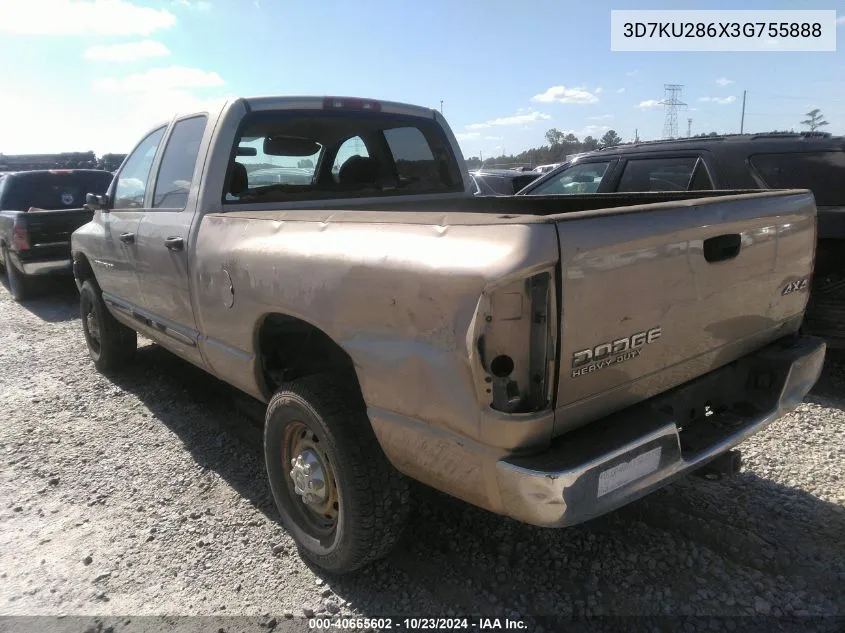 2003 Dodge Ram 2500 Slt/Laramie/St VIN: 3D7KU286X3G755888 Lot: 40665602