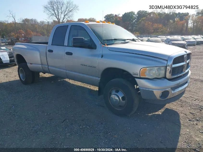 2003 Dodge Ram 3500 Slt/Laramie/St VIN: 3D3MU48DX3G794825 Lot: 40698929