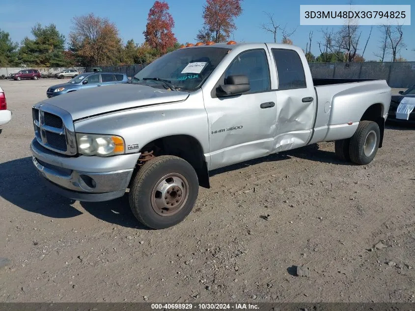 2003 Dodge Ram 3500 Slt/Laramie/St VIN: 3D3MU48DX3G794825 Lot: 40698929