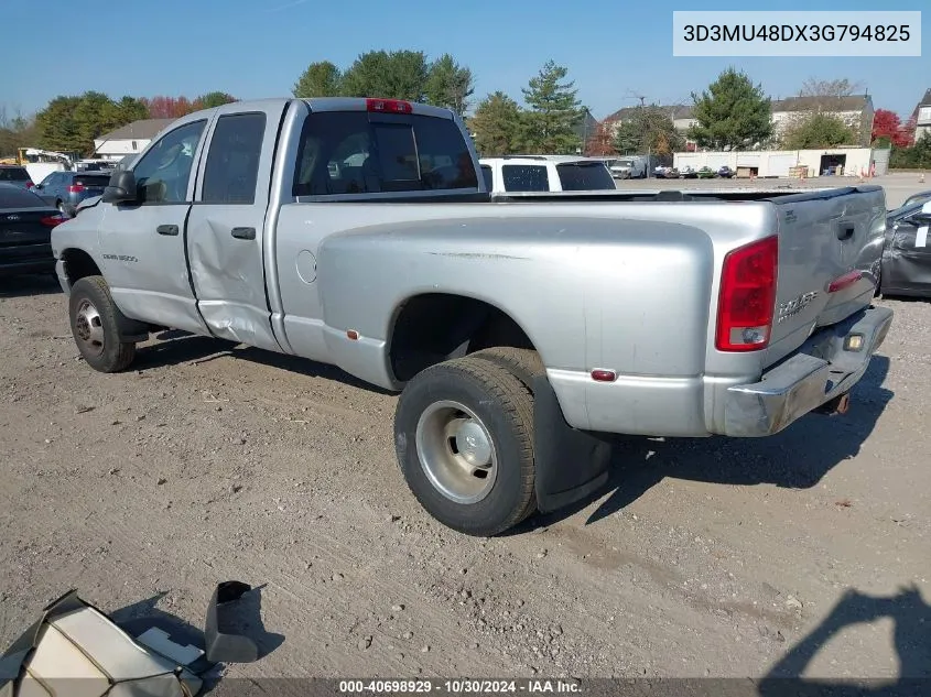 2003 Dodge Ram 3500 Slt/Laramie/St VIN: 3D3MU48DX3G794825 Lot: 40698929