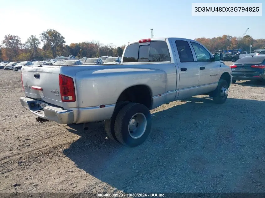 2003 Dodge Ram 3500 Slt/Laramie/St VIN: 3D3MU48DX3G794825 Lot: 40698929