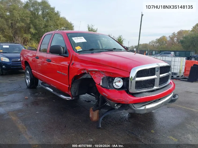 2003 Dodge Ram 1500 Slt/Laramie/St VIN: 1D7HU18NX3S148135 Lot: 40707880