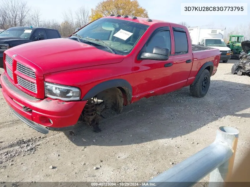 2003 Dodge Ram 2500 Slt/Laramie/St VIN: 3D7KU28C83G773795 Lot: 40723094