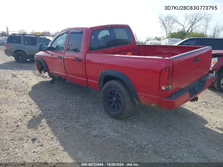 2003 Dodge Ram 2500 Slt/Laramie/St VIN: 3D7KU28C83G773795 Lot: 40723094