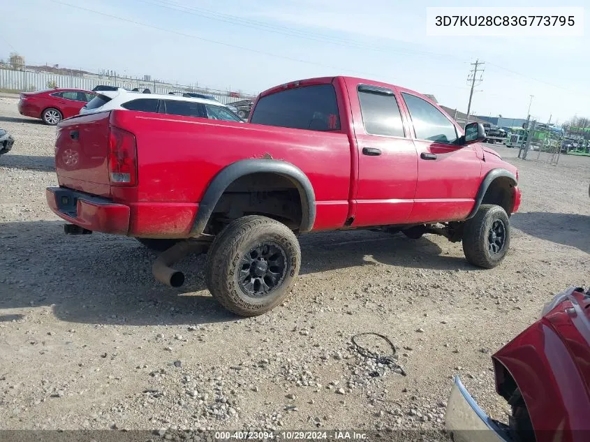 2003 Dodge Ram 2500 Slt/Laramie/St VIN: 3D7KU28C83G773795 Lot: 40723094