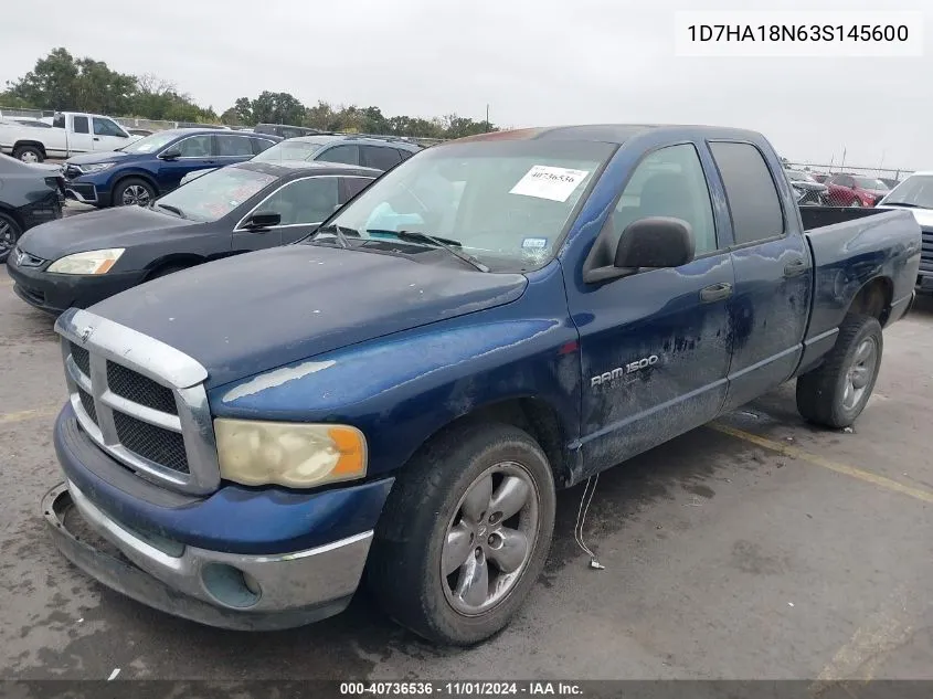 2003 Dodge Ram 1500 Slt/Laramie/St VIN: 1D7HA18N63S145600 Lot: 40736536