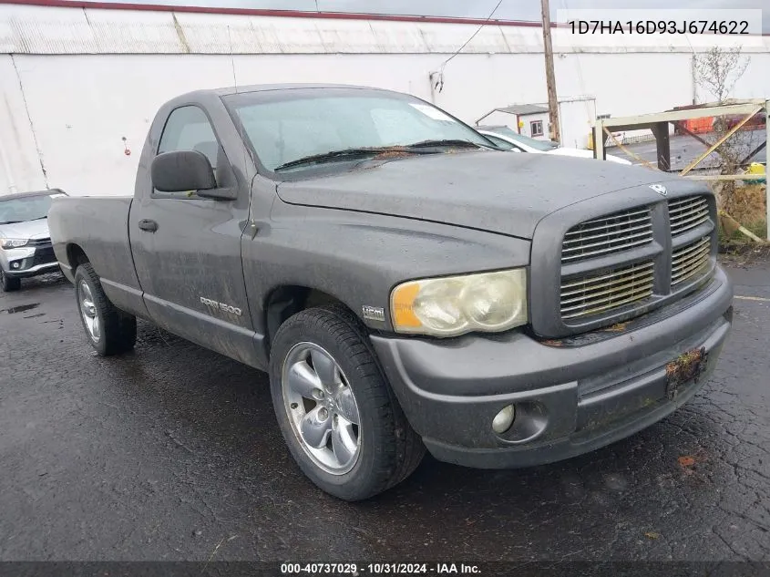 2003 Dodge Ram 1500 Slt/Laramie/St VIN: 1D7HA16D93J674622 Lot: 40737029